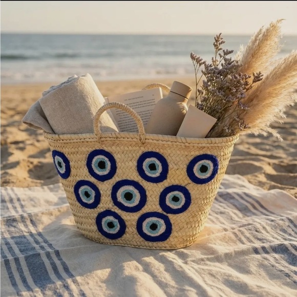 Other - Handwoven Evil Eye Basket